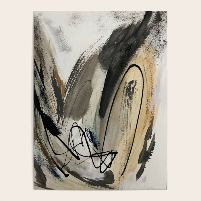 Drift [5]: a neutral abstract mixed media piece in black, white, gray, brown Poster Gallery Image 4