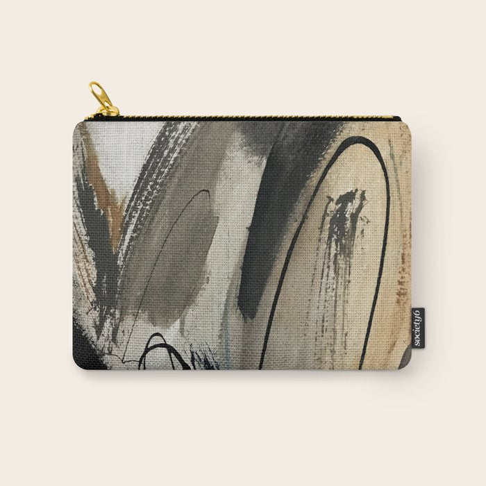 Drift [5]: a neutral abstract mixed media piece in black, white, gray, brown Carry All Pouch Gallery Image 1