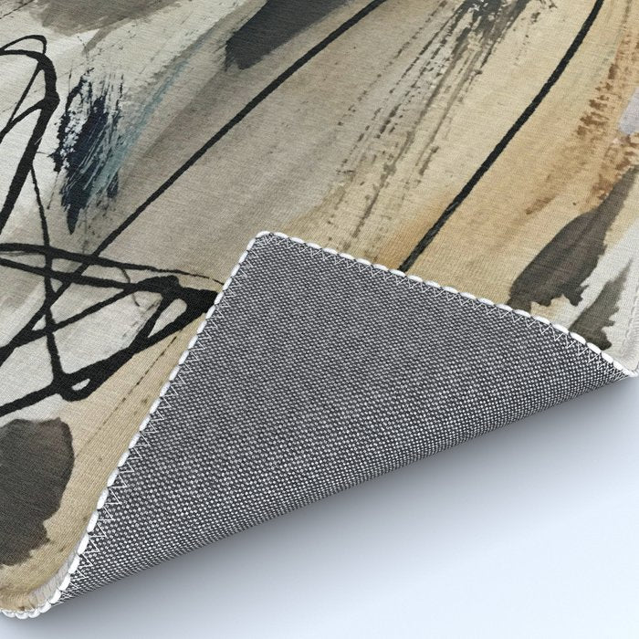 Drift [5]: a neutral abstract mixed media piece in black, white, gray, brown Rug Gallery Image 4