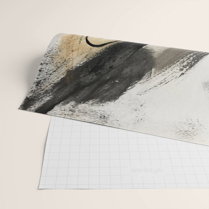Drift [5]: a neutral abstract mixed media piece in black, white, gray, brown Wrapping Paper Gallery Image 2