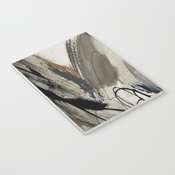 Drift [5]: a neutral abstract mixed media piece in black, white, gray, brown Notebook Gallery Image 3