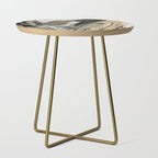 Drift [5]: a neutral abstract mixed media piece in black, white, gray, brown Side Table Gallery Image 1