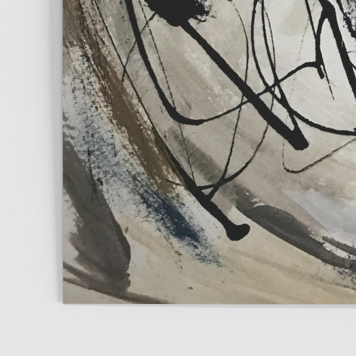 Drift [5]: a neutral abstract mixed media piece in black, white, gray, brown Poster Gallery Image 3