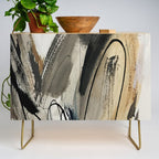 Drift [5]: a neutral abstract mixed media piece in black, white, gray, brown Credenza Gallery Image 1