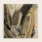 Drift [5]: a neutral abstract mixed media piece in black, white, gray, brown Wood Wall Art Gallery Image 1