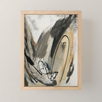 Drift [5]: a neutral abstract mixed media piece in black, white, gray, brown Mini Art Print Gallery Image 1