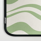 Modern Liquid Swirl Abstract Pattern in Cream and Light Sage Green Laptop Sleeve Gallery Image 3