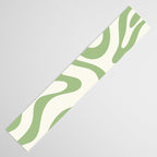 Modern Liquid Swirl Abstract Pattern in Cream and Light Sage Green Table Runner Gallery Image 3