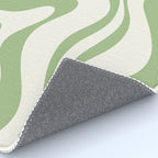 Modern Liquid Swirl Abstract Pattern in Cream and Light Sage Green Rug Gallery Image 4