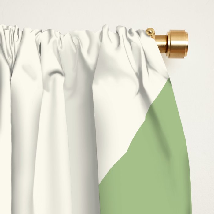 Modern Liquid Swirl Abstract Pattern in Cream and Light Sage Green Window Curtain Gallery Image 2