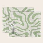 Modern Liquid Swirl Abstract Pattern in Cream and Light Sage Green Placemat Gallery Image 1