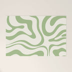 Modern Liquid Swirl Abstract Pattern in Cream and Light Sage Green Welcome Mat Gallery Image 1