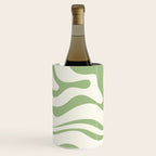 Modern Liquid Swirl Abstract Pattern in Cream and Light Sage Green Wine Chiller Gallery Image 2