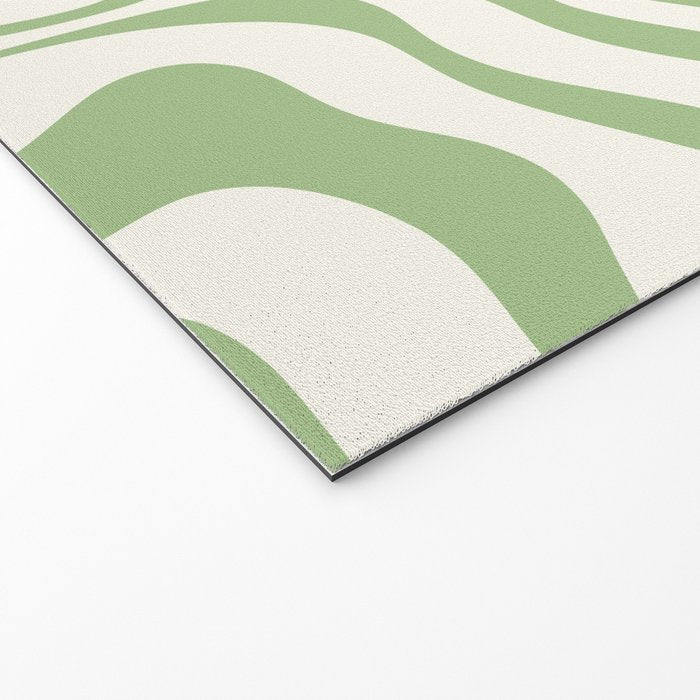 Modern Liquid Swirl Abstract Pattern in Cream and Light Sage Green Welcome Mat Gallery Image 2