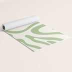 Modern Liquid Swirl Abstract Pattern in Cream and Light Sage Green Yoga Mat Gallery Image 2