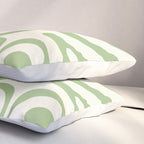 Modern Liquid Swirl Abstract Pattern in Cream and Light Sage Green Pillow Sham Gallery Image 3