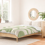 Modern Liquid Swirl Abstract Pattern in Cream and Light Sage Green Duvet Cover Gallery Image 2