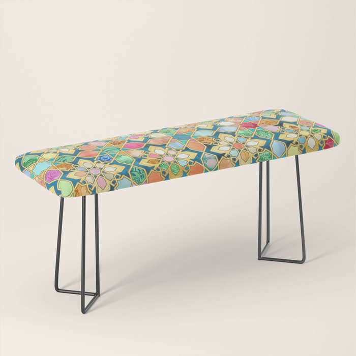 Gilded Moroccan Mosaic Tiles Bench Gallery Image 1