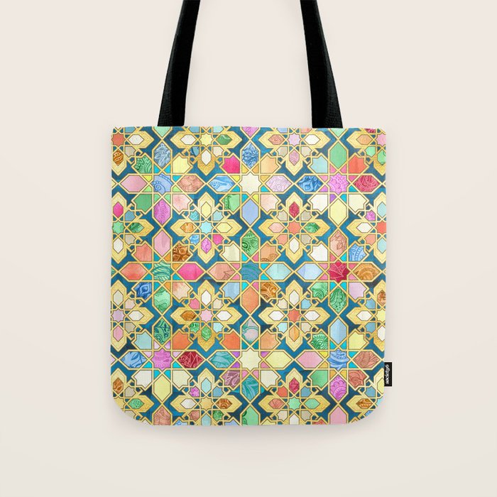 Gilded Moroccan Mosaic Tiles Tote Bag Gallery Image 1