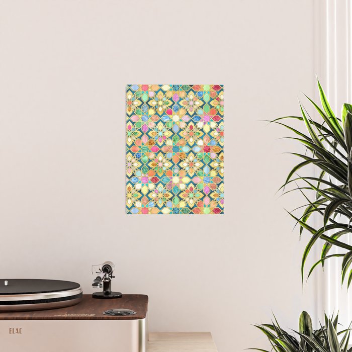 Gilded Moroccan Mosaic Tiles Poster Gallery Image 2