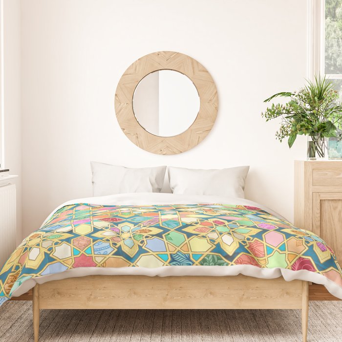Gilded Moroccan Mosaic Tiles Duvet Cover Gallery Image 3