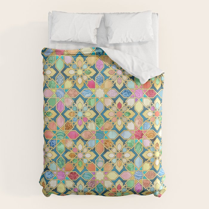 Gilded Moroccan Mosaic Tiles Duvet Cover Gallery Image 1