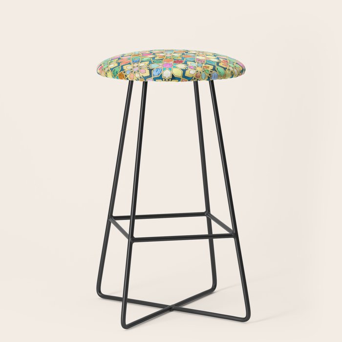 Gilded Moroccan Mosaic Tiles Stool Gallery Image 1