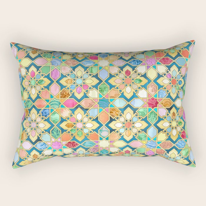 Gilded Moroccan Mosaic Tiles Rectangular Pillow Gallery Image 2