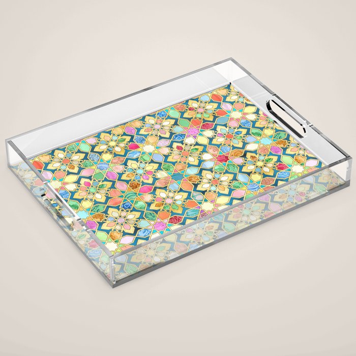 Gilded Moroccan Mosaic Tiles Acrylic Tray Gallery Image 1