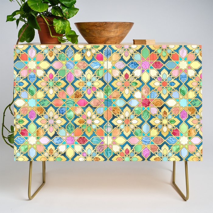 Gilded Moroccan Mosaic Tiles Credenza Gallery Image 1