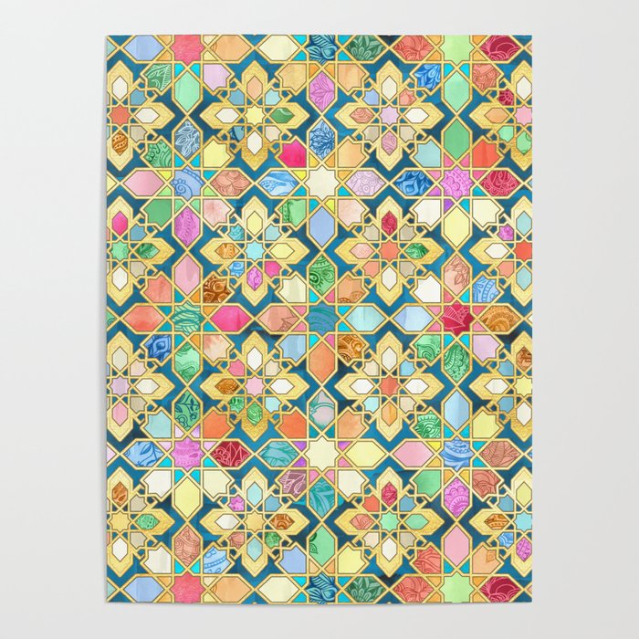 Gilded Moroccan Mosaic Tiles Poster Gallery Image 4