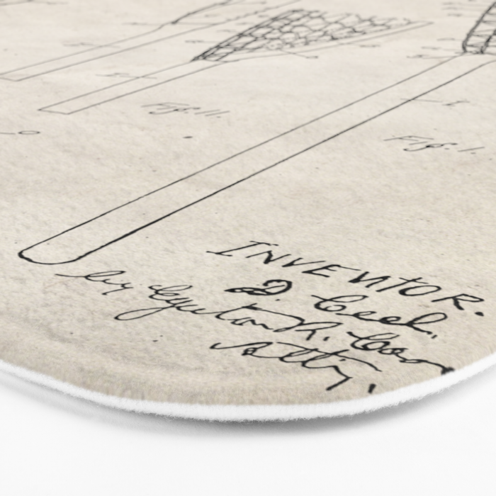 Lacrosse Stick Patent - Lacrosse Player Art - Antique Bath Mat Gallery Image 3