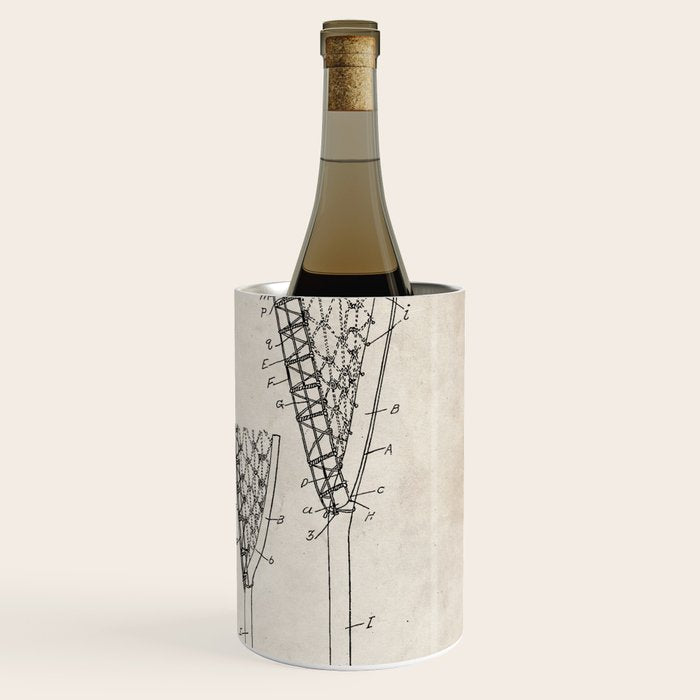 Lacrosse Stick Patent - Lacrosse Player Art - Antique Wine Chiller Gallery Image 3