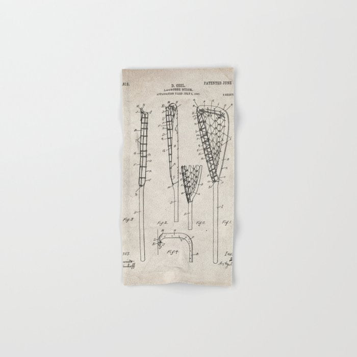 Lacrosse Stick Patent - Lacrosse Player Art - Antique Towels Gallery Image 1