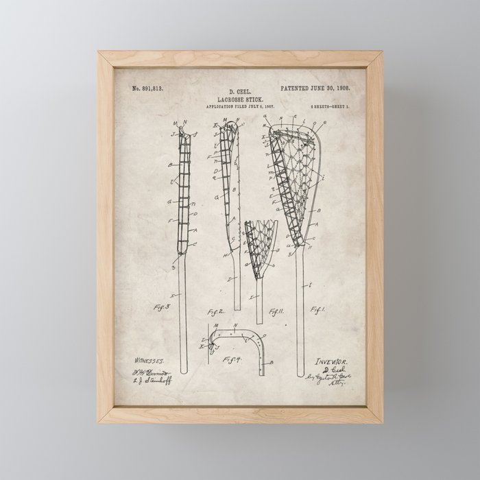 Lacrosse Stick Patent - Lacrosse Player Art - Antique Mini Art Print Gallery Image 1
