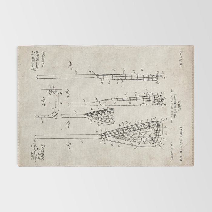 Lacrosse Stick Patent - Lacrosse Player Art - Antique Rug Gallery Image 2