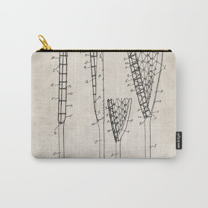 Lacrosse Stick Patent - Lacrosse Player Art - Antique Carry All Pouch Gallery Image 1