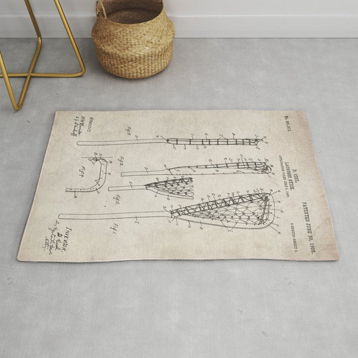 Lacrosse Stick Patent - Lacrosse Player Art - Antique Rug Gallery Image 1