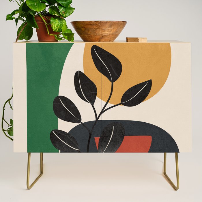 Modern Abstract Minimal Shapes Branches Art 6 Credenza Gallery Image 1