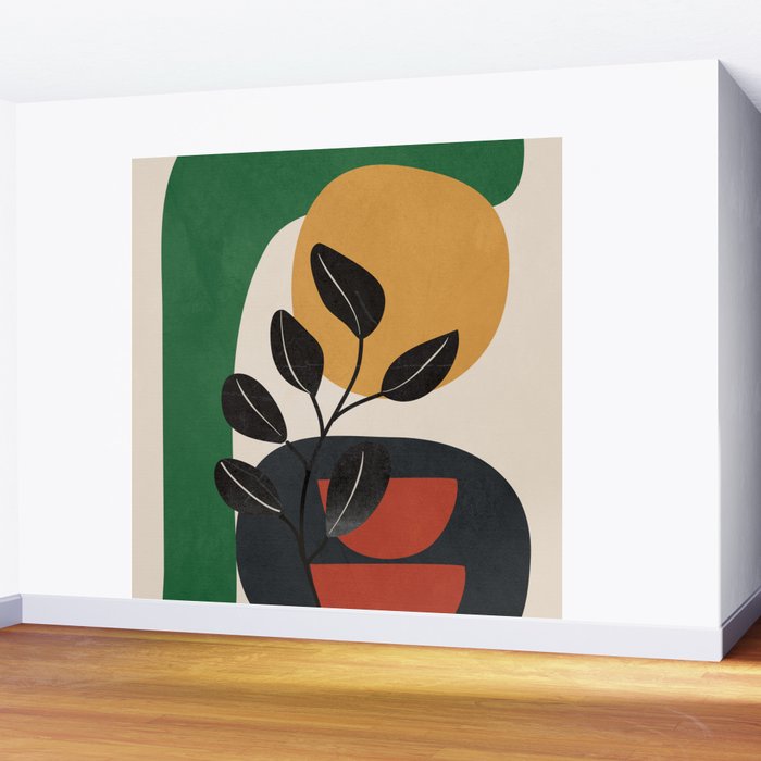 Modern Abstract Minimal Shapes Branches Art 6 Wall Mural Gallery Image 2