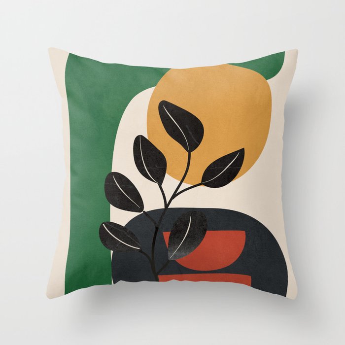 Modern Abstract Minimal Shapes Branches Art 6 Throw Pillow Gallery Image 6