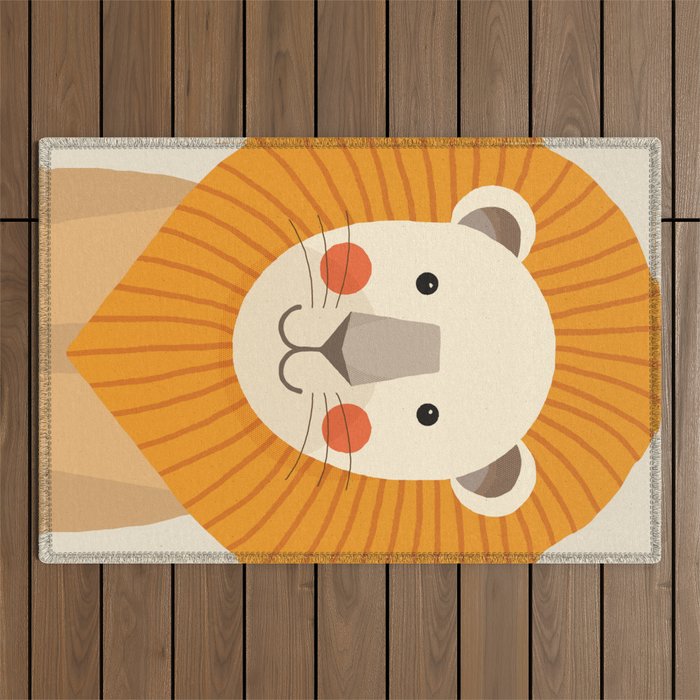 Lion, Animal Portrait Outdoor Rug Gallery Image 1