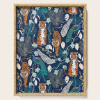 Tiger Toile on Navy Serving Tray Gallery Image 1