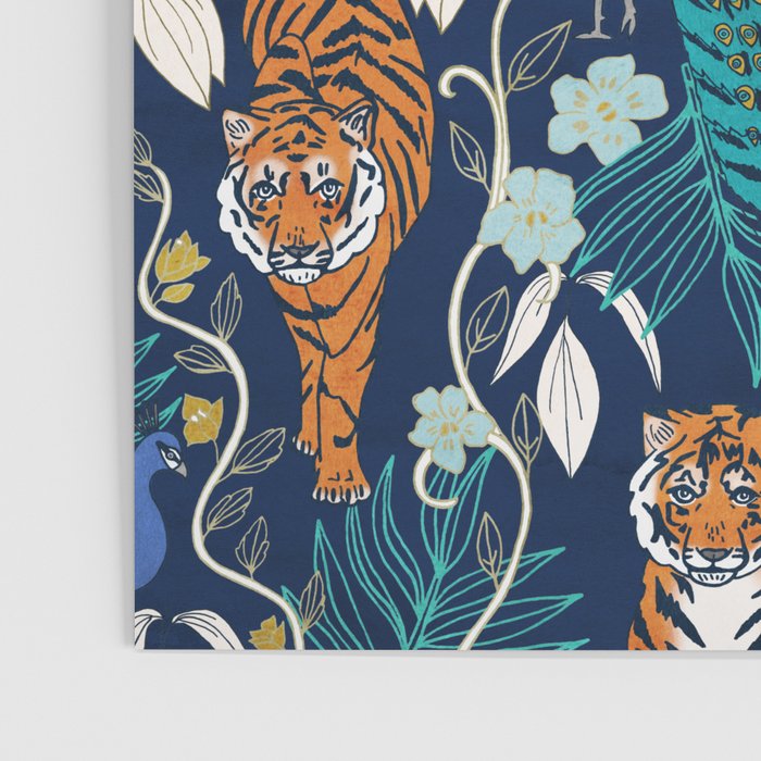 Tiger Toile on Navy Poster Gallery Image 3