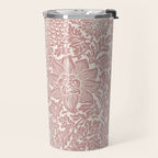 William Morris Vintage Strawberry Thief Pink & White Pattern Travel Mug Gallery Image 2