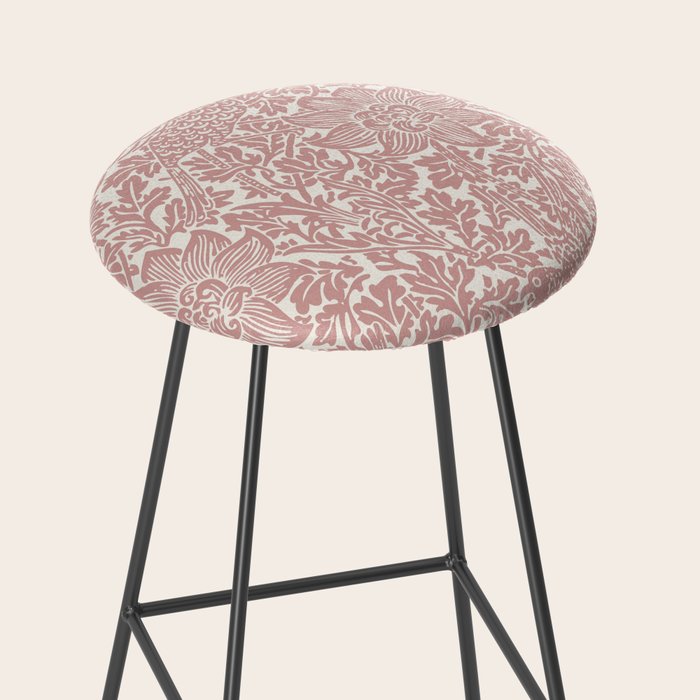 William Morris Vintage Strawberry Thief Pink & White Pattern Stool Gallery Image 2