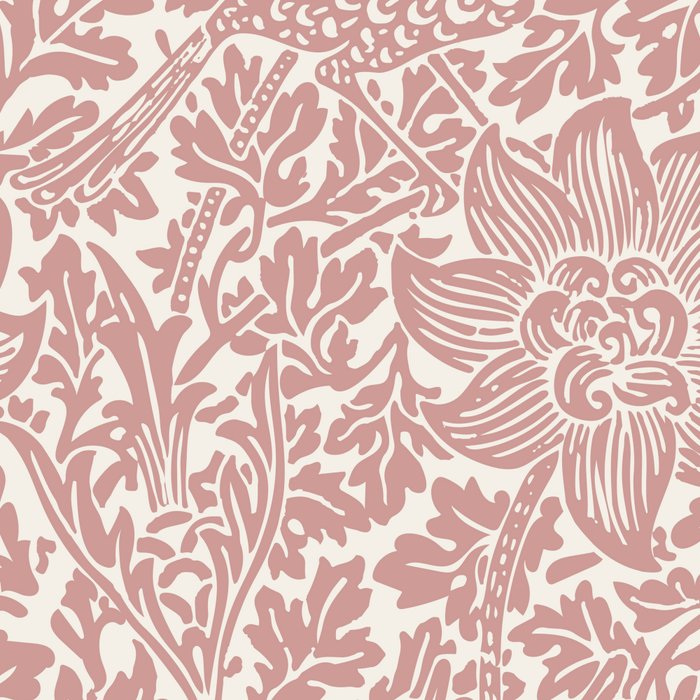 William Morris Vintage Strawberry Thief Pink & White Pattern Coffee Mug Gallery Image 2