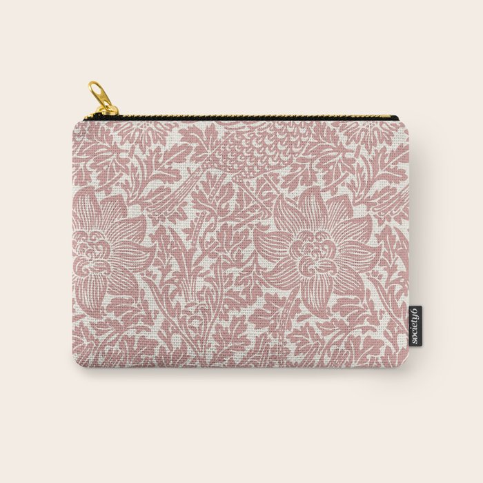 William Morris Vintage Strawberry Thief Pink & White Pattern Carry All Pouch Gallery Image 1