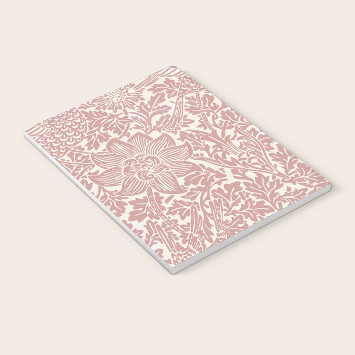 William Morris Vintage Strawberry Thief Pink & White Pattern Notebook Gallery Image 3