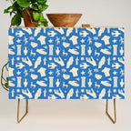 Ancient blue greek statue doodle pattern Credenza Gallery Image 1